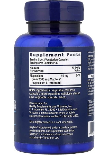 Extension Neuro-Mag™ Magnesium L-Threonate – 48 Mg – 90 Vejetaryen Kapsül fiyatları