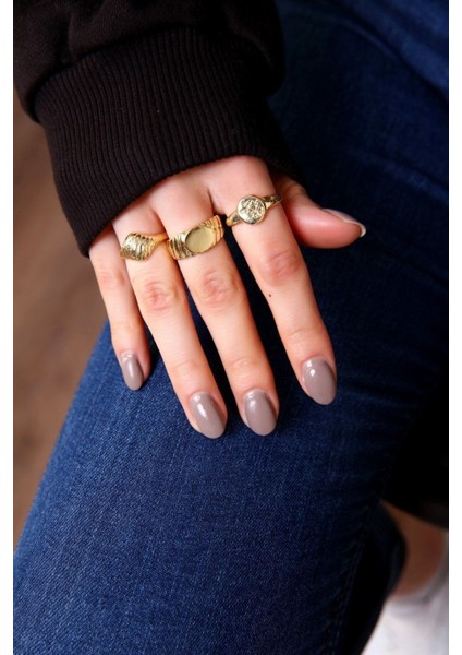 Altın Renk Vintage Kombin Ayarlanabilir Bijuteri Yüzük - 3666 fiyatları