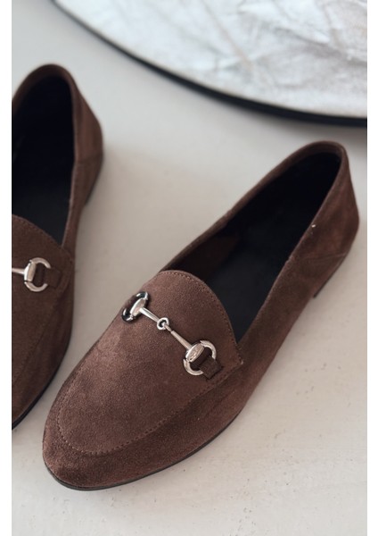 Palvora Hakiki Süet Toka Detaylı Kadın Loafer Acıkahve modelleri