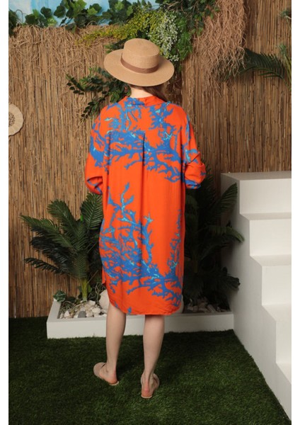 Desenli Viskon Kadın Gömlek Elbise fiyatları