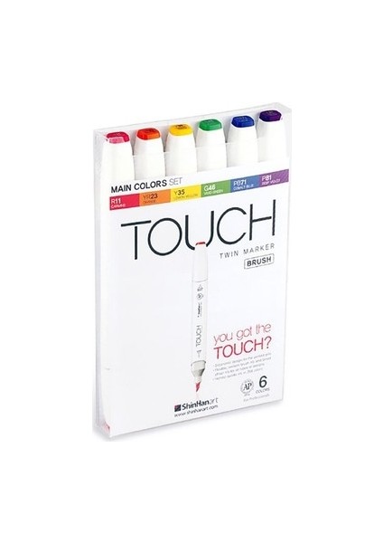 Twin Brush Marker Kalem 6lı Set Ana Renkler