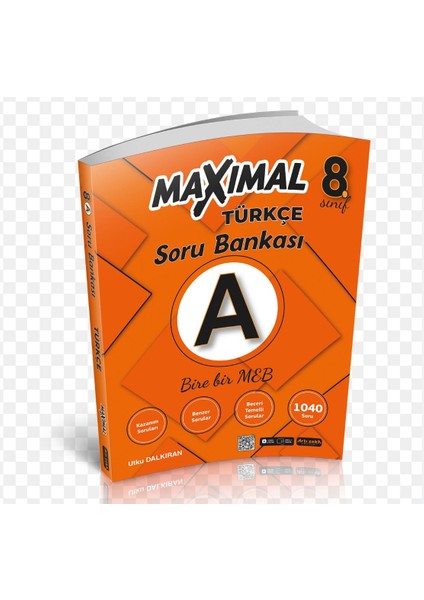 Artı Zeka Yayınları Maximal Türkçe 8. Sınıf Türkçe A Bire Bir Meb Soru Bankası