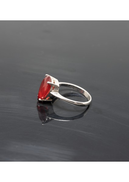 Kırmızı Garnet Taşlı 925 Ayar Gümüş Yüzük Parmağa Göre Ayarlanır 3.60 gr fiyatları