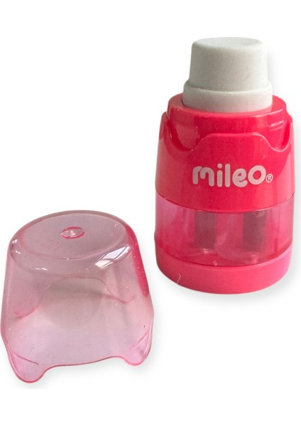 Mileo Maxi Çift Bıçaklı Kalemtraş, Silgili, Renkli, 4 Farklı Renk Seçeneği