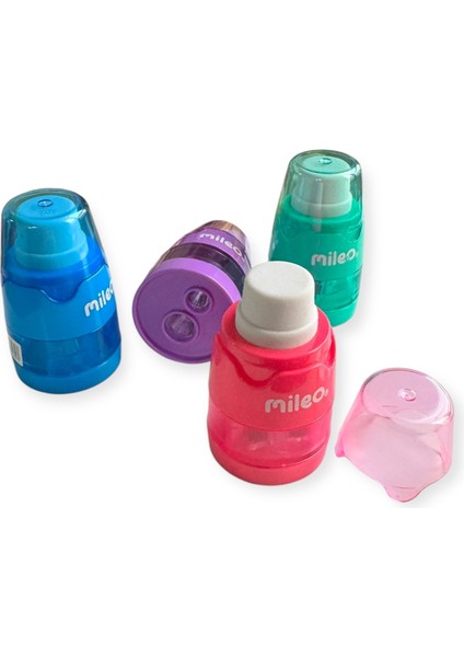 Mileo Maxi Çift Bıçaklı Kalemtraş, Silgili, Renkli, 4 Farklı Renk Seçeneği indirimleri