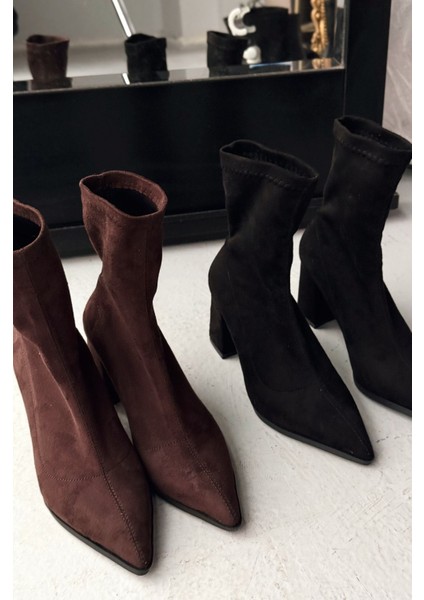 Ardews Süet Topuklu Çorap Bot Siyah fırsatları