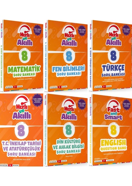 Tammat 8. Sınıf Matematik + Fen Bilimleri + Türkçe + Inkılap Tarihi + Din Kültürü + Ingilizce Hızlı ve Akıllı Soru Bankası Tam Set 6 Kitap