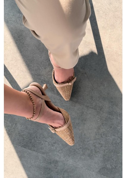 Rensowa Hasır Bej Toka Detaylı Stiletto fiyatları