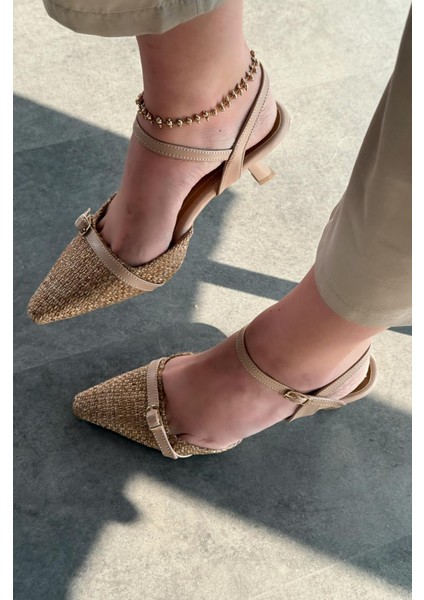 Rensowa Hasır Bej Toka Detaylı Stiletto fırsatları