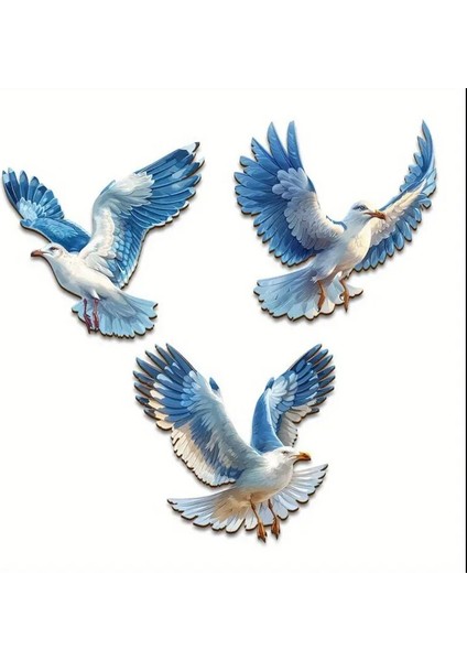 3 Parça Deniz Kuşu Duvar Dekoru Seti - Kıyı Temalı El Yapımı fiyatları