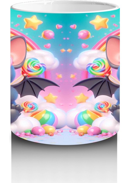 Neon Renkli Tatlı Canavarlar Figürlü Eğlenceli Cadılar Bayramı Baskılı Kupa Bardak modelleri