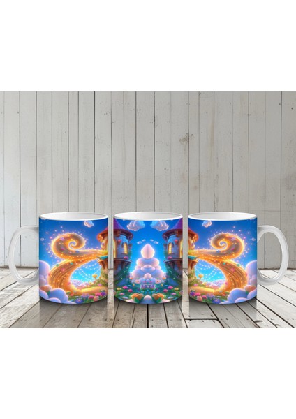 Sevimli Ejderha Figürlü Çocuklara Özel Renkli Cadılar Bayramı Baskılı Kupa