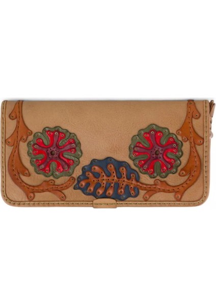 %100 Deri El Yapımı Yatay Telefon Bölmeli Fermuarlı ve Çıt Çıtlı Kadın Cüzdan (Liva) modelleri