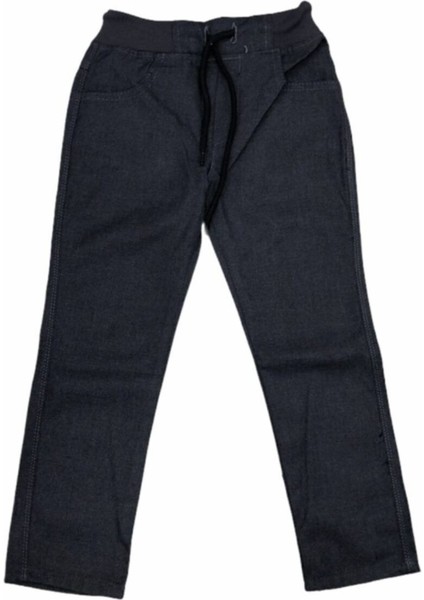 Çocuk Okul Pantalonu Şerz Kumaş Tam Lastikli Kaşkorse Füme