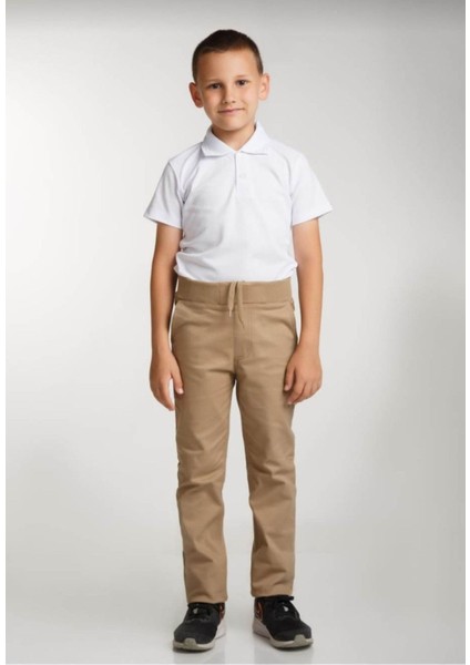 Ribanalı Erkek Okul Pantolonu Tam Lastikli Ilkokul-Ortaokul