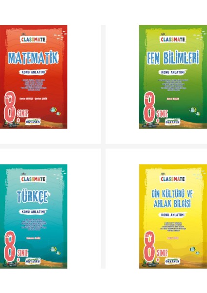 Okyanus 8. Sınıf Classmate Matematik + Fen + Türkçe + Din Kültürü