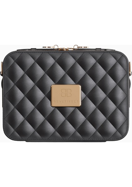 Mini Siyah Lüks Aydınlatmalı Seyahat Makyaj Çantası