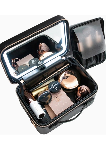 Mini Siyah Lüks Aydınlatmalı Seyahat Makyaj Çantası fırsatları
