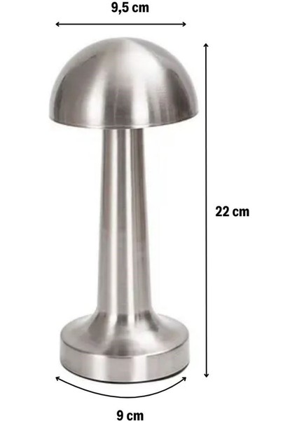 Büro Ev Ofis Hediyesi Için Şarjlı Dokunmatik 3renk LED Silver Mantar Tarz Masa Lambası modelleri