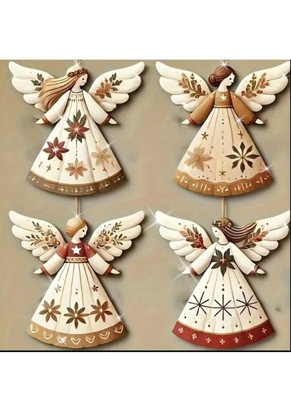 HM520 2d Düz, 2025/12 Adet Ahşap Melek Kolye - Ev Dekoru Için fiyatları