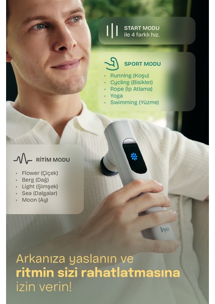 Fakir Rhythm Ease Masaj Tabancası–Sessiz,Güçlü,Kaslarda Etkili, 3 Farklı Mod,Spor Sonrası Gevşeme modelleri