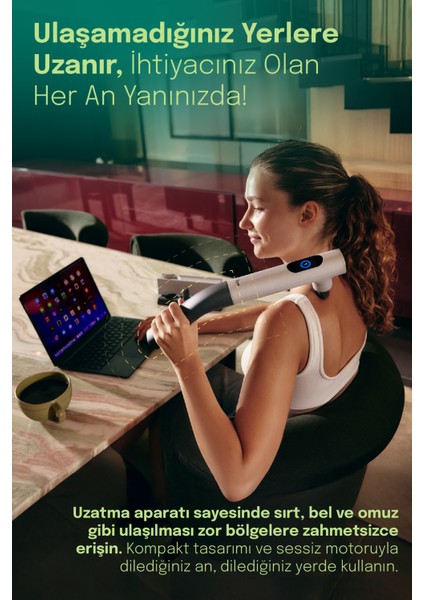 Fakir Rhythm Ease Masaj Tabancası–Sessiz,Güçlü,Kaslarda Etkili, 3 Farklı Mod,Spor Sonrası Gevşeme