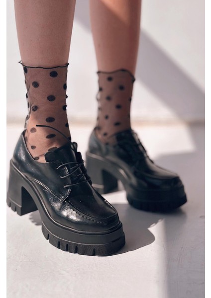 Sapetos Kalın Taban Topuklu Kadın Loafer Siyah Mat Rugan fırsatları