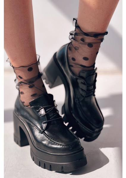 Sapetos Kalın Taban Topuklu Kadın Loafer Siyah Mat Rugan indirimleri