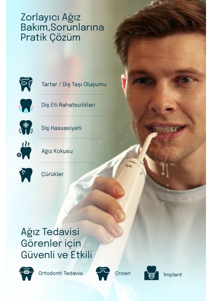 Fakir iYO OraDeep Ağız Duşu-5 Farklı başlık,Taşınabilir,Plak Temizliği,Ortodontik modelleri