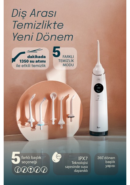 Fakir iYO OraDeep Ağız Duşu-5 Farklı başlık,Taşınabilir,Plak Temizliği,Ortodontik fırsatları
