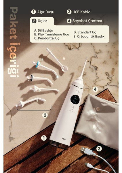 Fakir iYO OraDeep Ağız Duşu-5 Farklı başlık,Taşınabilir,Plak Temizliği,Ortodontik