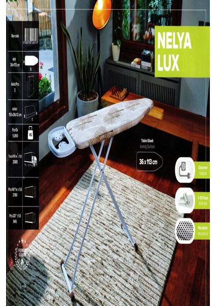 Cottonlifes Kanat Nelya Lux Ütü Masası Ürün Tabla Ölçüsü: 36X113 cm