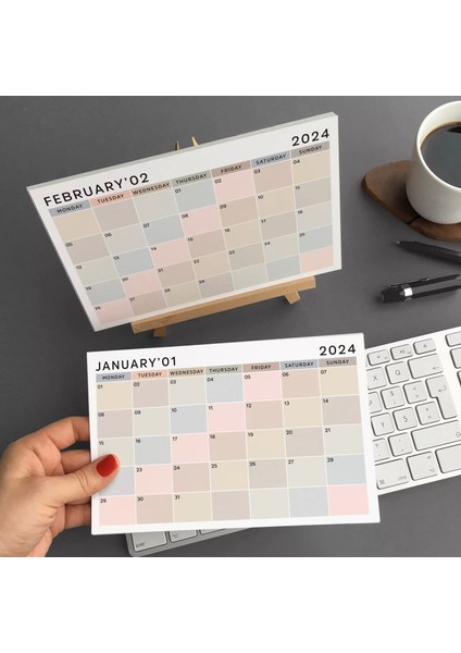 2026 Masa Takvimi, Ahşap Şövale Masa Takvimi, Aylık Planlamalı Takvim, Boho Renkli 2026 Takvim, Yapılacaklar Listesi(Arka Sayfalar)