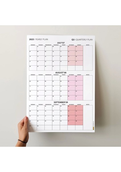 Üç Aylık Planlayıcı 2026 Duvar Takvimi, Temmuz - Eylül 2026, 90 Günlük Planlama, Yılın Üçüncü Çeyreği Takvimi - 70X100CM fiyatları