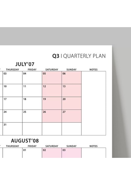 Üç Aylık Planlayıcı 2026 Duvar Takvimi, Temmuz - Eylül 2026, 90 Günlük Planlama, Yılın Üçüncü Çeyreği Takvimi - 70X100CM indirimleri