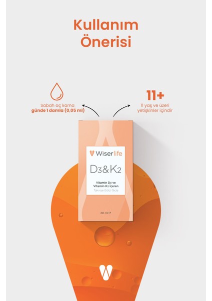 Asfstore Wiserlife D3&k2 Vitamin D3 ve Vitamin K2 Içeren Takviye Edici Gıda 20 ml modelleri
