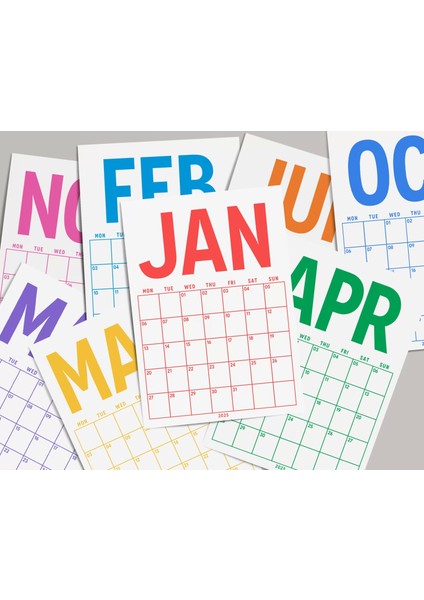 2026 Aylık Planlayıcı Duvar Takvimi, 33X48 cm & A4 Poster Takvim, Aile Takvimi, Gökkuşağı Renkleri modelleri