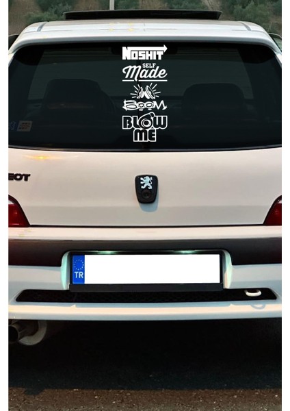 GMWAX Oto Arka Cam Özel Yeni Sticker Model 25 Ingilizce Beyaz 40*20 cm modelleri
