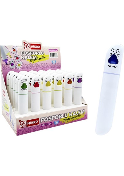 Sevimli Hayvan Figürlü 5'li Fosforlu Kalem Seti, Renkli Highlighter Kalemler, Mikro Sevimli Karakter Kapaklı Fosforlu Kalem Çeşitleri,