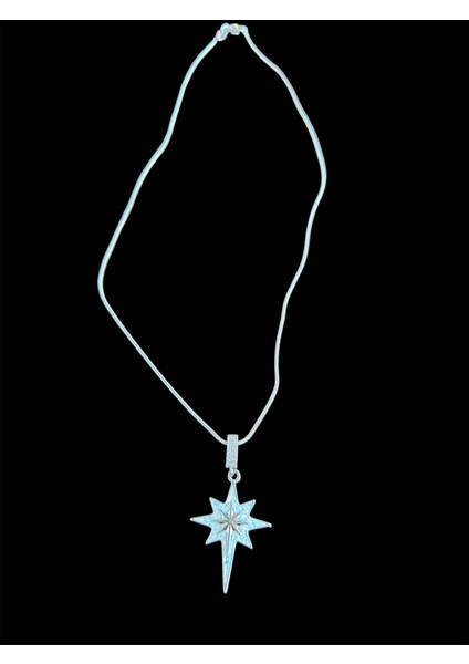 Işıltılı Yıldız Figürlü Çelik Gümüş Rengi Kolye modelleri