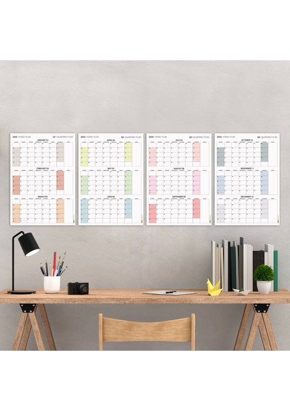 Amerikan Standardı Takvim, Üç Aylık Planlayıcı 2026 Duvar Takvimi Seti, 90 Günlük Planlama, 2026 Duvar Planlayıcı Takvim, Pazar Günü Başlangıçlı Takvim - 35X50CM
