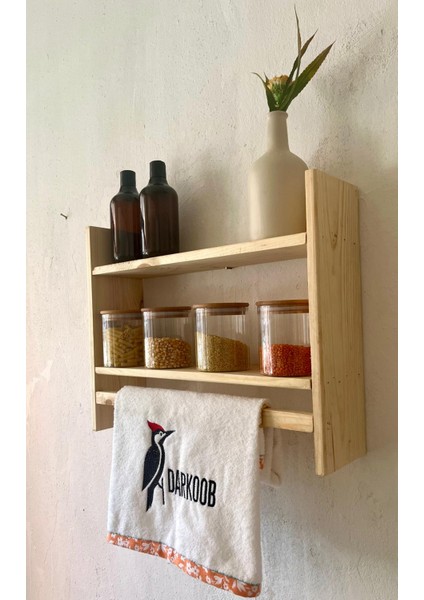 Ahşap Çok Amaçlı Raf Dolap Montesori 2 Li Set Baharatlık DARKOOB03