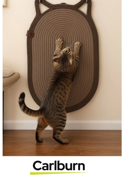 Özel Üretim Zemin Dostu Kaymaz %100 Doğal Jüt Ip Dekoratif Kedi Kulaklı Tırmalama Paspası 40X70CM fiyatları