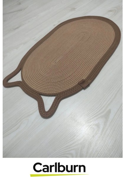 Özel Üretim Zemin Dostu Kaymaz %100 Doğal Jüt Ip Dekoratif Kedi Kulaklı Tırmalama Paspası 40X70CM fırsatları