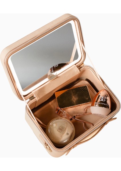 Mini Nude Lüks Aydınlatmalı Seyahat Makyaj Çantası fırsatları