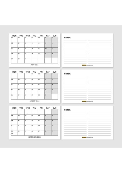 Siyah Beyaz Aylık Planlama 2026 Takvim, 2026 Masa Takvimi, Black White Monthly Planner Calendar indirimleri