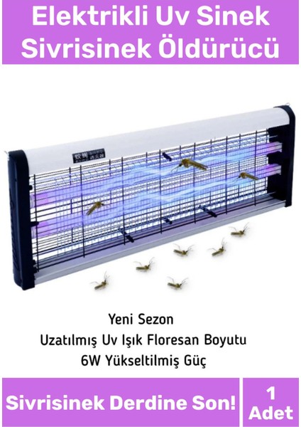 Premium Yükseltmiş Güç Çift Florasan Elektrikli Uv Zincirli Askılı Sinek Sivrisinek Öldürücü 2200V