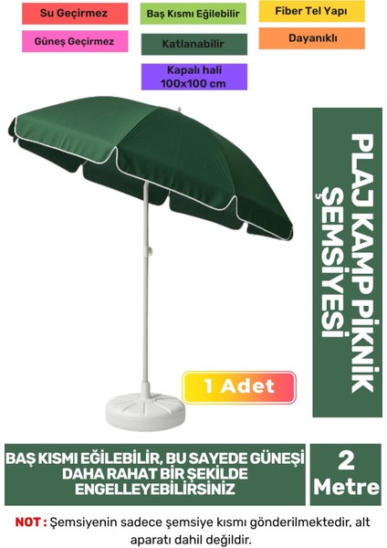 Büyük Boy Katlanabilir Güneş Su Geçirmez Fiber Tel Taşınabilir Dayanıklı 200CM Kamp Plaj Şemsiyesi