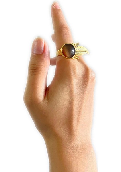 Esso Altın Pirinç Kaplama Özel Tasarım Hafif Doğal Taş Ayarlanabilir Şık Kararmaz Kadın Yüzük modelleri