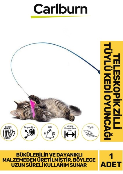 Özel Üretim Dayanıklı Bükülebilir Avcılık Içgüdüsü Teleskopik Zilli Tüylü Kedi Oyuncağı